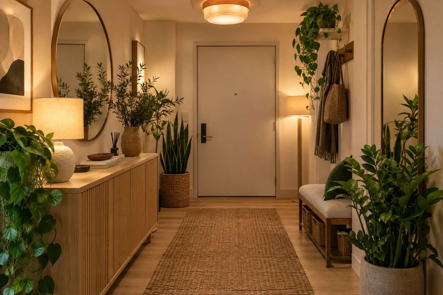 Recibidores sin ventana: cómo sumar plantas, luz y sensación de aire